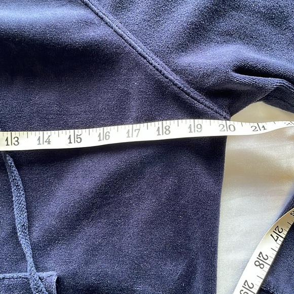 AMBIANCE Navy Dark Blue Velour Kangaroo Pocket Hoodie Pullover Size Med - Picture 5 of 8